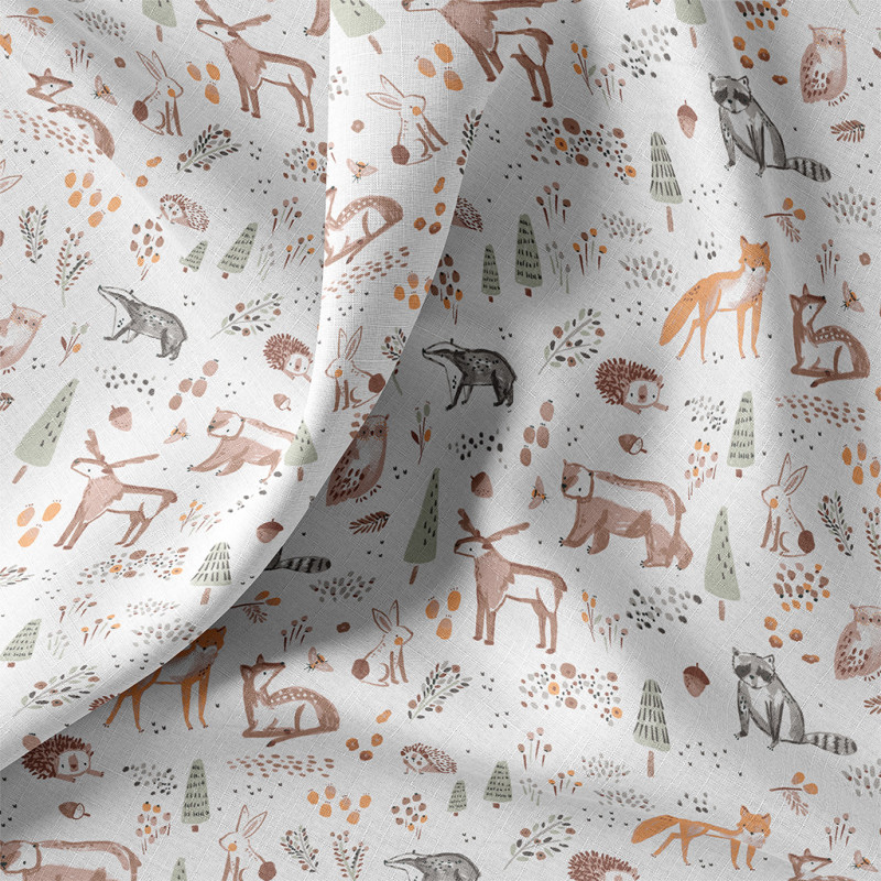 Printed Cotton OTTAWA2 White / Brown